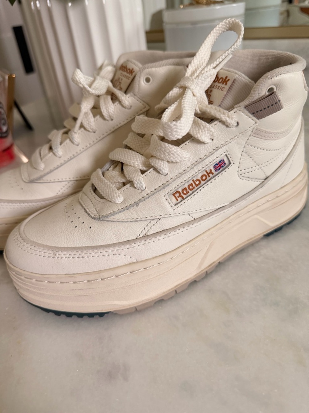 Reebok Women’s Classic Platform Sneakers in Cream and Beige